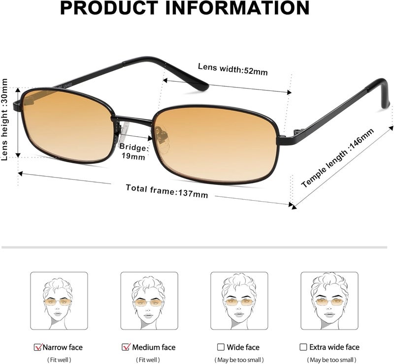 Sojos Small Trendy Rectangle Sunglasses Womens Mens, Retro 80s 90s Y2k Chic Narrow Thin Skinny Sunnies SJ1187 - Image 4